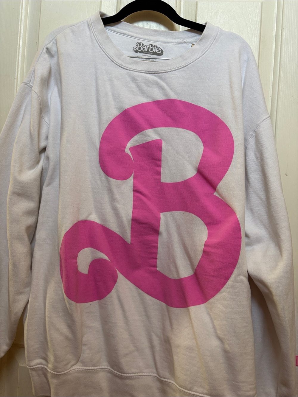 Barbie White Sweatshirt with Hot Pink 'B' Graphic